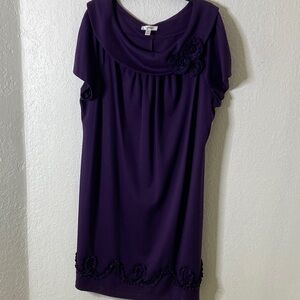 dressbarn Violet Short Sleeve Dress with Decorative Hem Detail